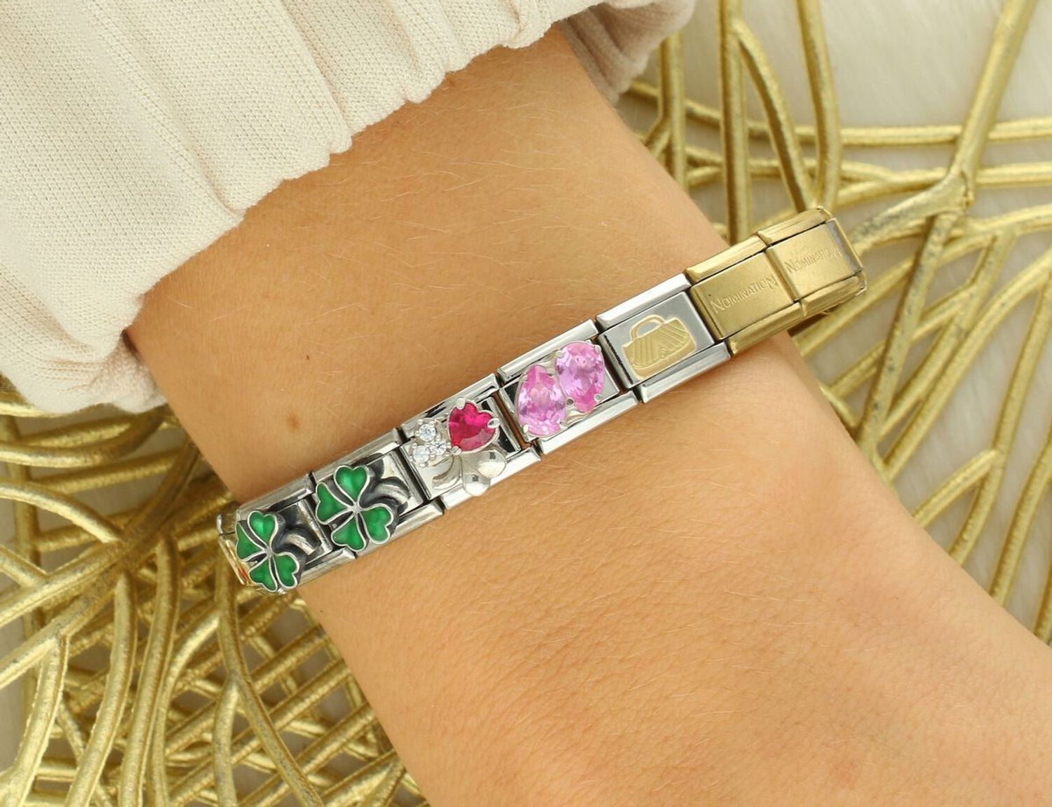 Link Nomination Composable Silver – zielona koniczynka 33020442, srebro 925.jpg